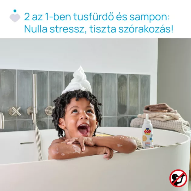 Chicco POP Habsampon és Fürdőhab Spray 200ml vaníliás keksz illatú gyerekek és tinik részére
