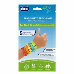   Chicco Illatosított szilikon karkötő 5 db citronella olajjal