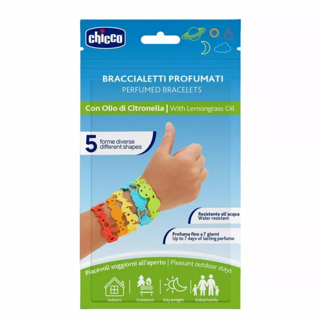 Chicco Illatosított szilikon karkötő 5 db citronella olajjal