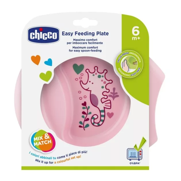Chicco Easy Feeding csúszásmentes tányér rózsaszín