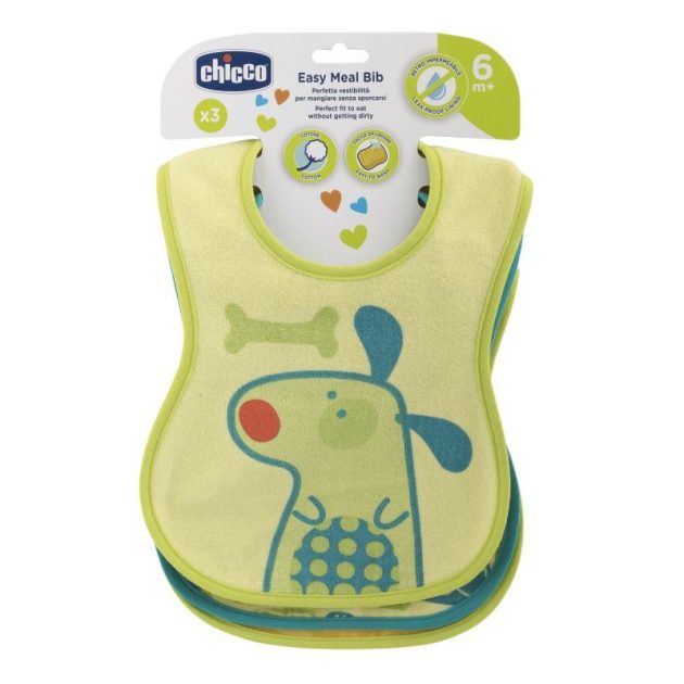 Chicco Easy Meal Bib - frottír előke vízálló hátlappal 3db-os semleges szín