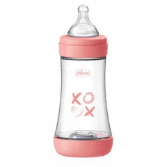   Chicco Perfect5 biofunkcionális cumisüveg 240 ml- közepes átfolyás - rózsaszín