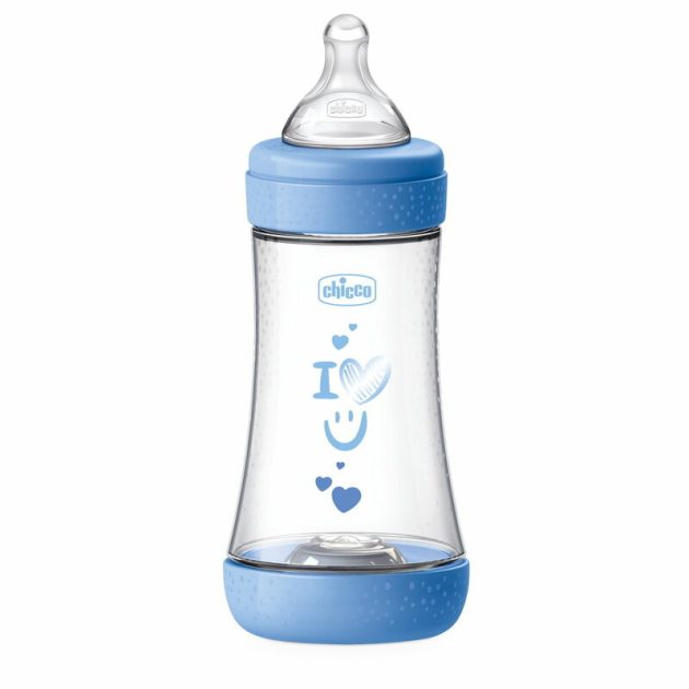 Chicco Perfect5 biofunkcionális cumisüveg 240 ml- közepes átfolyás - kék