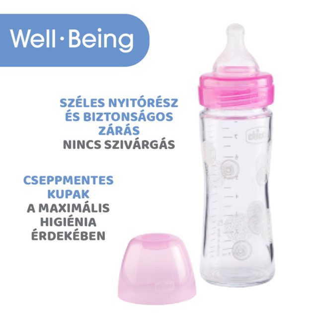 Chicco Well-Being üveg - 240 ml cumisüveg közepes folyású