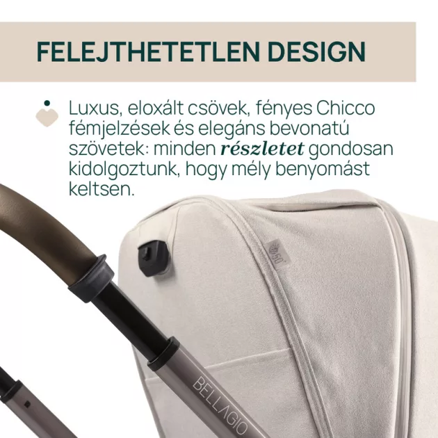 Chicco BELLAGIO babakocsi önzáródással 22 kg-ig trió rendszerré bővíthető