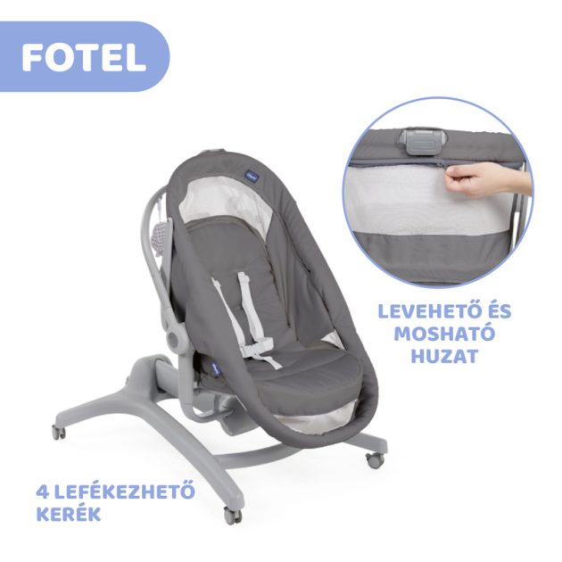 Chicco Baby Hug Air 4in1 bölcső-pihenő-etetőszék-fotel 0-15 kg - Dark grey