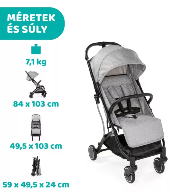 Chicco TROLLEYme babakocsi automata zárral 0-15 kg, 0-3 év, Light grey