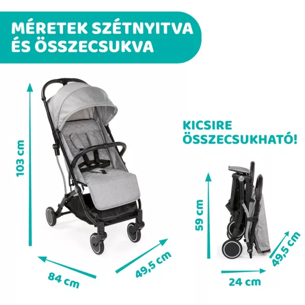 Chicco TROLLEYme babakocsi automata zárral 0-15 kg, 0-3 év, Light grey