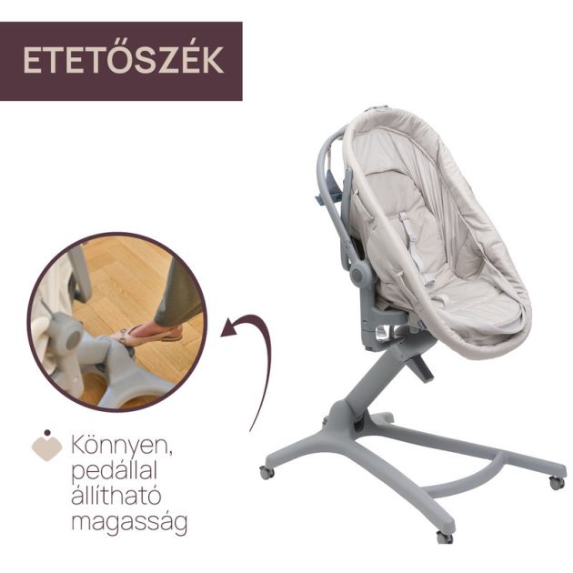 Chicco Baby Hug Pro 5in1 bölcső, pihenőszék, etetőszék, szék - Beige Latte