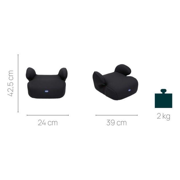 Chicco Quasar i-Size ülésmagasító 126-150 cm isofix nélküli autóba Black