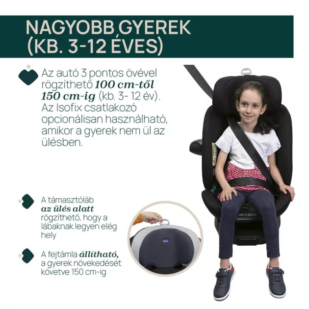 Chicco EVERONE I-SIZE 40-150cm autósülés - Black