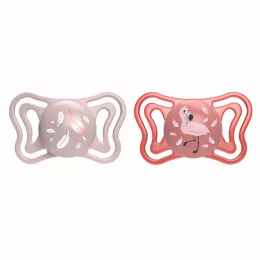   Chicco Physio Forma® Light 6-16hó cumi 2 db sterilizálható tokban - rózsaszín