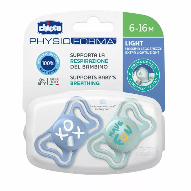 Chicco Physio Forma® Light 6-16hó cumi 2db sterilizálható tok - kék