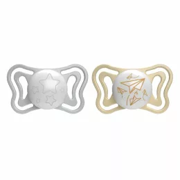   Chicco Physio Forma® Light Glow 6-16hó éjszakai cumi 2db foszforeszkálós karimával - éjszakai