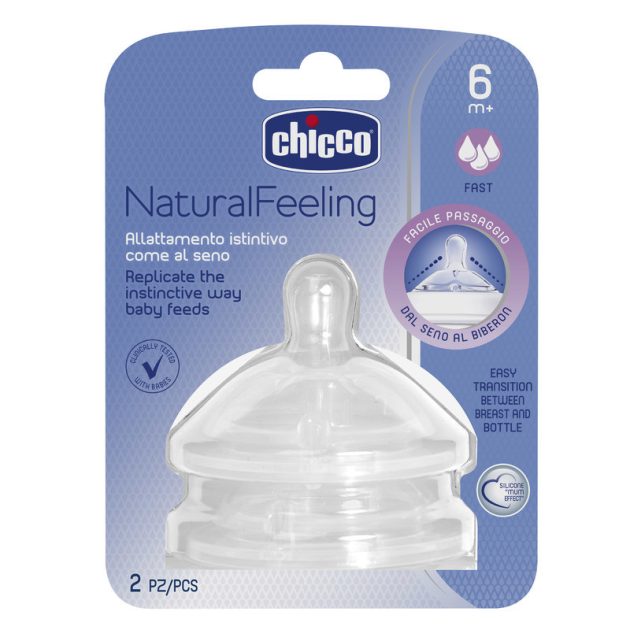 Chicco NaturalFeeling etetőcumi, gyors folyású, 2 db