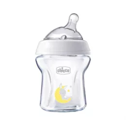  Chicco NaturalFeeling lassú folyású, ÜVEG cumisüveg cumival, 150 ml, uniszex
