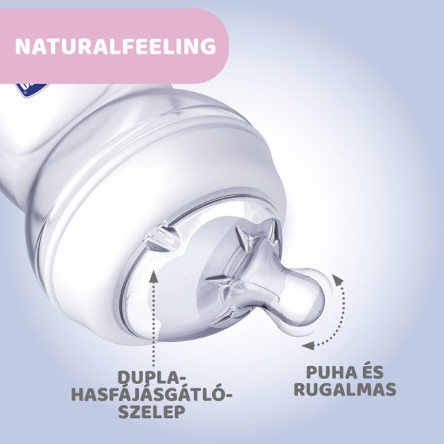 Chicco NaturalFeeling lassú folyású, ÜVEG cumisüveg cumival, 150 ml, uniszex