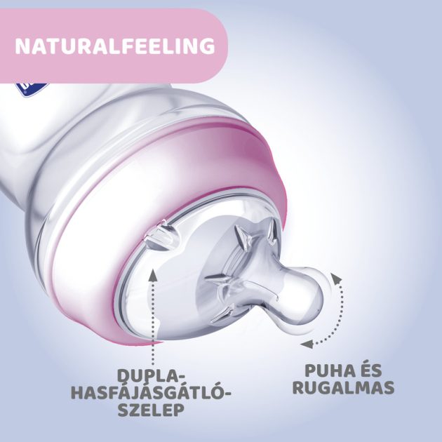 Chicco NaturalFeeling, normál folyású cumisüveg, újszülöttkorra, 150 ml