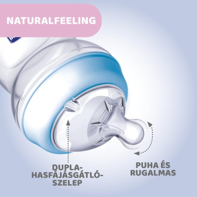 Chicco NaturalFeeling  normál folyású cumisüveg, újszülöttkorra, 150 ml