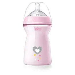   Chicco NaturalFeeling mintás, műanyag cumisüveg, 330 ml, rózsaszín