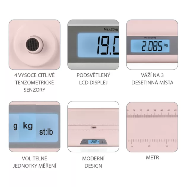 Zopa Digitális babamérleg, rózsaszín Pink