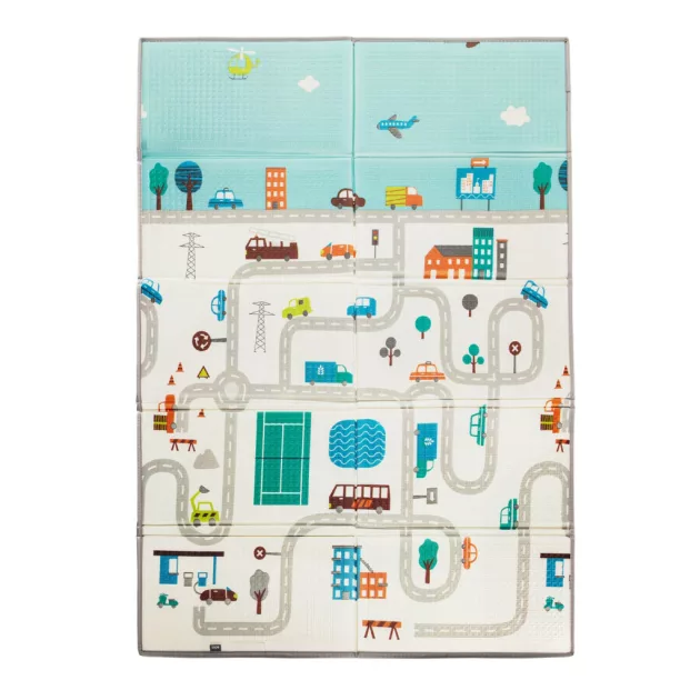 Zopa ultifunkciós összecsukható habszivacs játszószőnyeg – kétoldalas, 180 × 120 cm - City