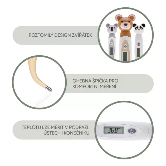 Zopa Digitális hőmérő rugalmas heggyel, panda Panda