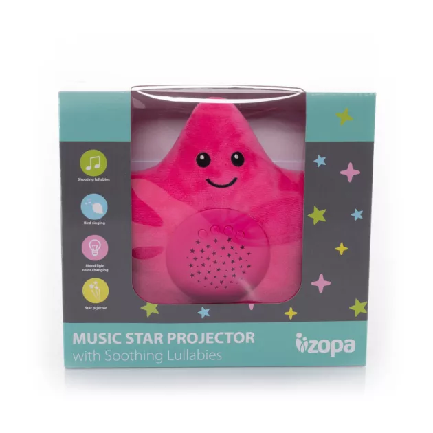 Zopa Plüss csillag égbolt projektorral, pink Pink