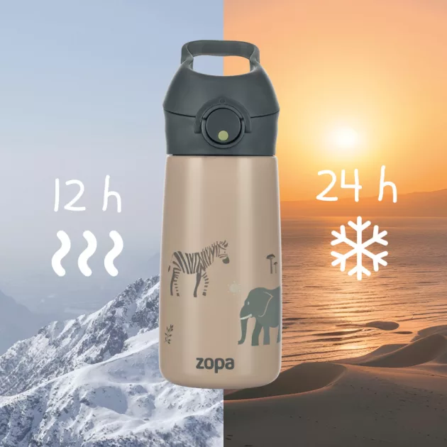 Zopa 400 ml-es termosz cumis szívószállal, hegyvidék Mountains