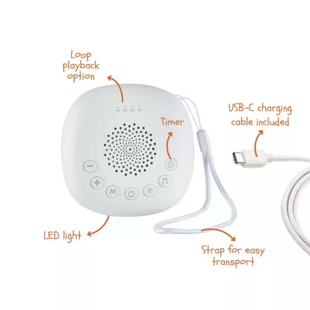 Zopa Prémium hordozható alvásmodul LED-fénnyel, fehér zajjal és hangokkal White