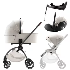   Britax Römer Comfort Plus LUX Szett (Rio babakocsi + mózeskosár + Baby-Safe PRO babahordozó + Vario Base 5Z) - Soft Taupe
