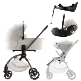   Britax Römer Comfort Plus LUX Szett (Rio babakocsi + mózeskosár + Baby-Safe PRO babahordozó + Vario Base 5Z) - Soft Taupe