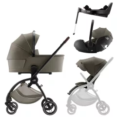   Britax Römer Comfort Plus LUX Szett (Rio babakocsi + mózeskosár + Baby-Safe PRO babahordozó + Vario Base 5Z) - Urban Olive