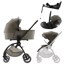   Britax Römer Comfort Plus LUX Szett (Rio babakocsi + mózeskosár + Baby-Safe PRO babahordozó + Vario Base 5Z) - Urban Olive