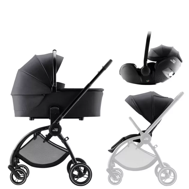Britax Römer Comfort STYLE Szett (Rio babakocsi + mózeskosár + Baby-Safe PRO babahordozó) - Carbon Black
