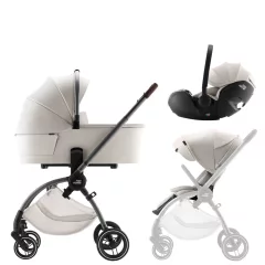   Britax Römer Comfort LUX Szett (Rio babakocsi + mózeskosár + Baby-Safe PRO babahordozó) - Soft Taupe