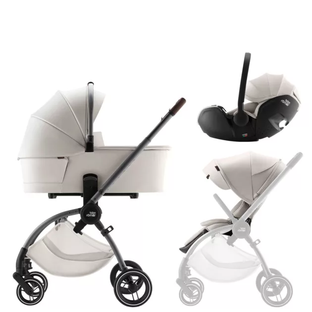 Britax Römer Comfort LUX Szett (Rio babakocsi + mózeskosár + Baby-Safe PRO babahordozó) - Soft Taupe