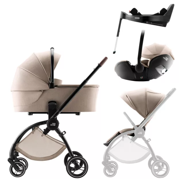 Britax Römer Comfort Plus STYLE Szett (Rio babakocsi + mózeskosár + Baby-Safe PRO babahordozó + Vario Base 5Z) - Teak