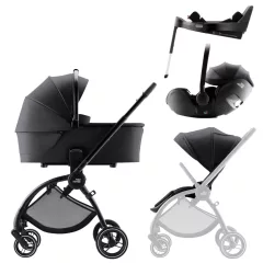   Britax Römer Comfort Plus STYLE Szett (Rio babakocsi + mózeskosár + Baby-Safe PRO babahordozó + Vario Base 5Z) - Carbon Black
