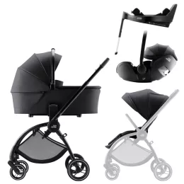  Britax Römer Comfort Plus STYLE Szett (Rio babakocsi + mózeskosár + Baby-Safe PRO babahordozó + Vario Base 5Z) - Carbon Black