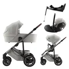   Britax Römer Smile 5Z Comfort Plus Set Lux (Smile 5z babakocsi + mózeskosár + Baby-Safe Pro + Vario Base 5Z) - Linen Grey