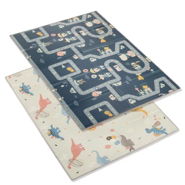 Zopa Multifunkciós összecsukható habszivacs játszószőnyeg – kétoldalas, 200 × 150 cm - Dino