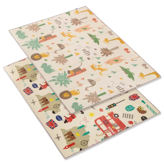 Zopa Multifunkciós összecsukható habszivacs játszószőnyeg – kétoldalas, 200 × 150 cm - Savana