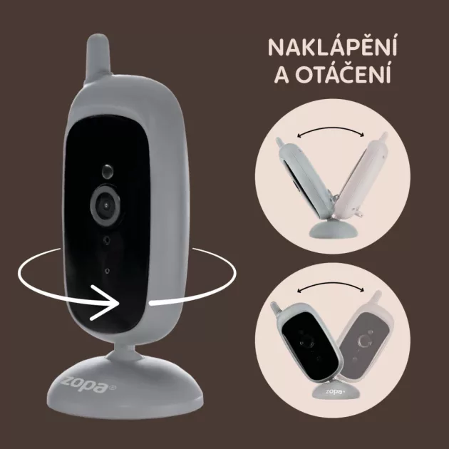 Zopa Static digitális videós bébiőr, szürke Grey