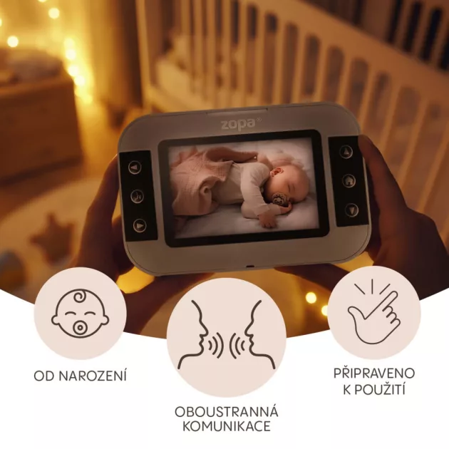 Zopa Static digitális videós bébiőr, szürke Grey