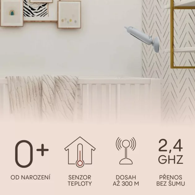 Zopa Static digitális videós bébiőr, szürke Grey