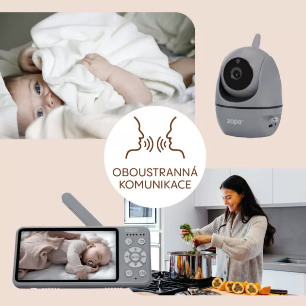 Zopa Observatory digitális videós bébiőr, szürke Grey