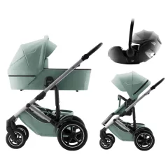  Britax Römer Smile 5Z Comfort Set Style (Smile 5z babakocsi + mózeskosár + Baby-Safe Pro Mineral Grey) - Jade Green
