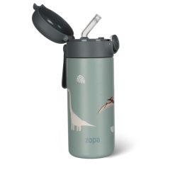   Zopa 350 ml-es termosz szívószállal és szilikon fogantyúval, dínó Dino