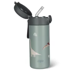   Zopa 350 ml-es termosz szívószállal és szilikon fogantyúval, dínó Dino